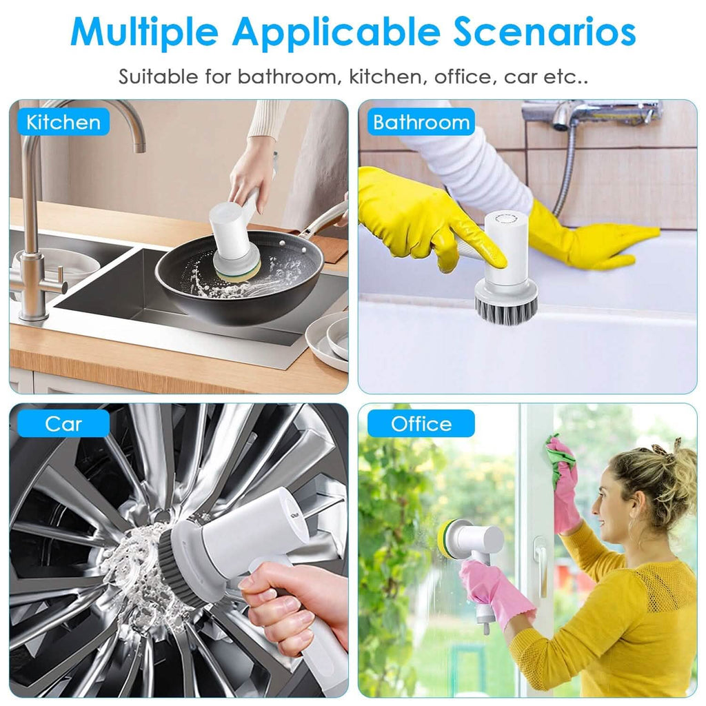 Electric Handheld Spin Scrubber Cordless Cleaning Brush with 2 Rotating Speeds